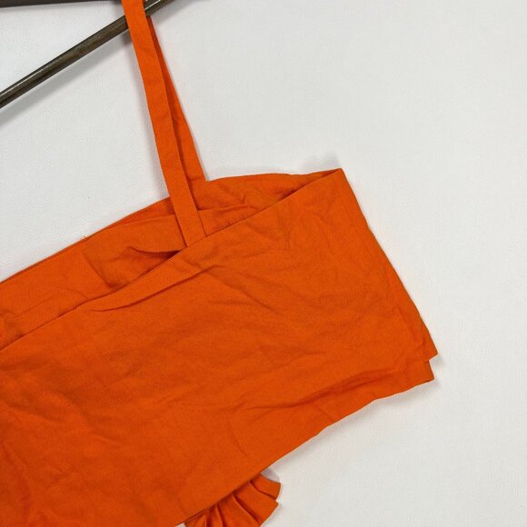 NWOT Farm Rio Orange Bow Linen Crop Top Square Neck Sleeveless Statement Tank M - Picture 10 of 16